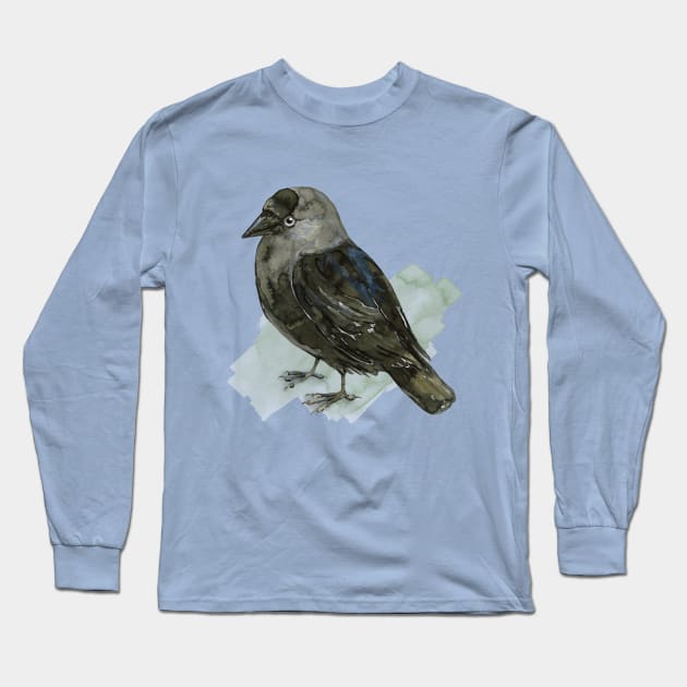 Cute jackdaw Long Sleeve T-Shirt by Bwiselizzy